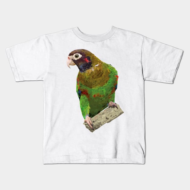 Hooded Parrot Kids T-Shirt by obscurite